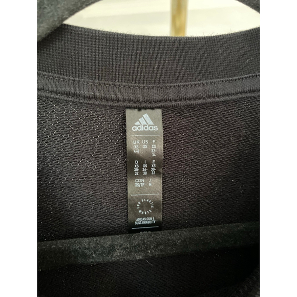 Adidas Cropped Logo Pullover Sweatshirt Black XS Women’s Athleisure Streetwear - Picture 3 of 6